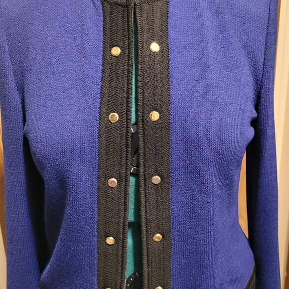 St. John By Marie Gray Collection Cobalt Blue with Black Trim Santana Knit Size - Picture 7 of 7